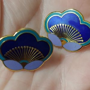 Vintage!! Signed!! Laurel Burch Enamel Earrings